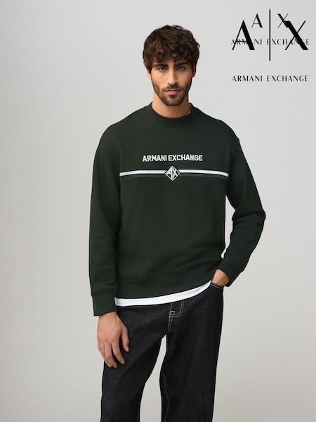 Armani Exchange Green Logo 100% Cotton Sweatshirt (B76255) | ‏578‏₪