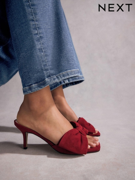 Red Tabitha Simmons Joelle Leather Bow Mules (B76260) | €53