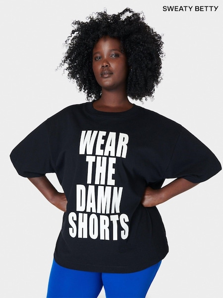 Sweaty Betty 100% Cotton Wear The Damn Shorts T-Shirt (B76358) | 261 LEI