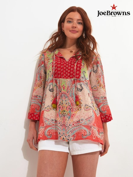 Joe Browns Relaxed Fit Scarf Print Tie-Neck Top (B76364) | 34 €