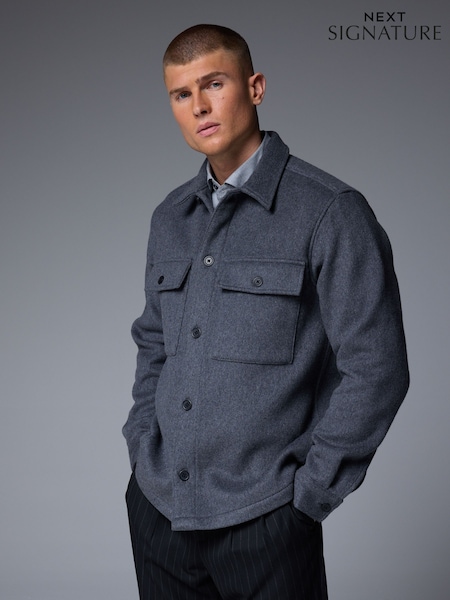 Grey Signature Wool Blend Shacket with Cashmere (B76424) | R$ 950
