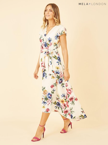 Mela Cream Wrap Dip Hem Dress (B76445) | €27