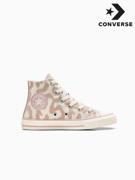 Converse Cream Junior Chuck Taylor Leopard Print Trainers (B76530) | €26