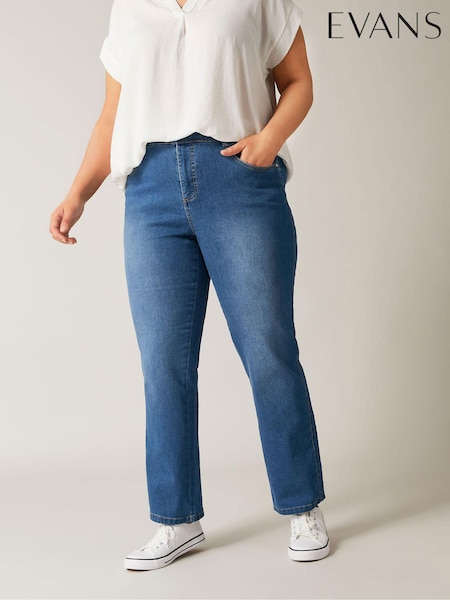 Sininen - Evans Curve Straight Leg Jeans (B76565) | €57