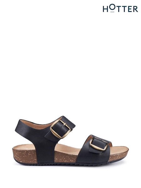 Hotter Black Regular Fit Tourist II Buckle Sandals (B76603) | €101