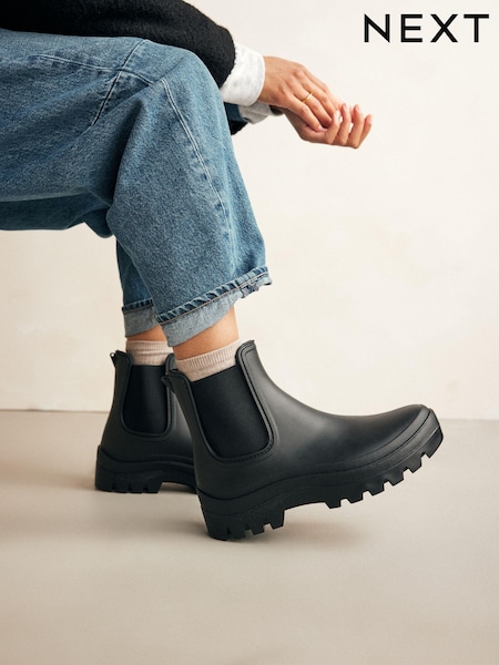 Black Chelsea Faux Fur Lined Wellies (B76674) | €19