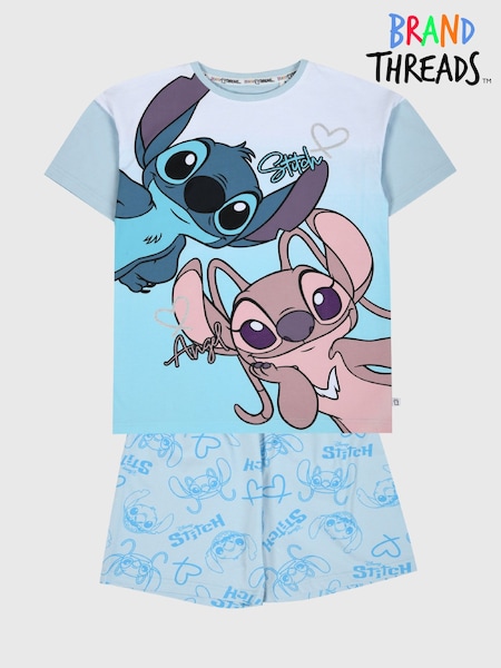 Brand Threads Blue 100% Cotton Disney Lilo And Stitch Short Pyjama Set (B76685) | AED105