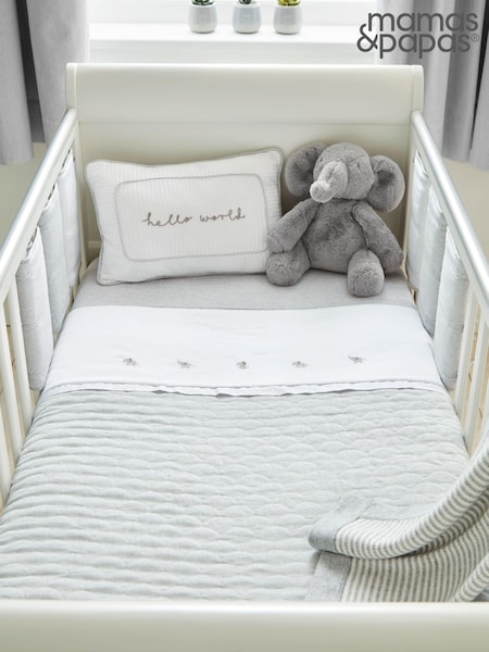 Mamas & Papas Grey Welcome To The World Cot Bed Quilt (B76694) | €108