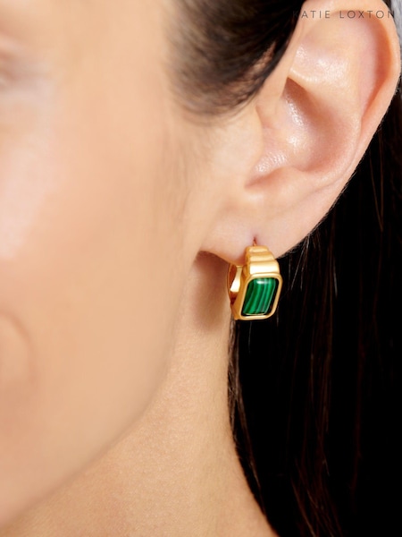 Katie Loxton Gold Tone Good Energy Waterproof Malachite Earrings (B76746) | €13