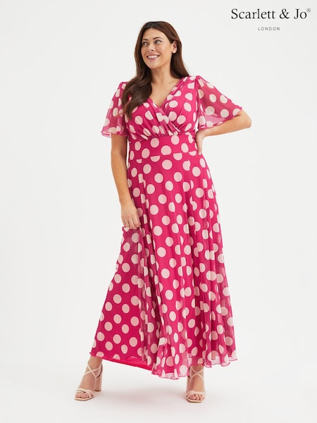 Vaaleanpunainen - Scarlett & Jo Isabelle Angel Sleeve Maxi Dress (B76781) | €150