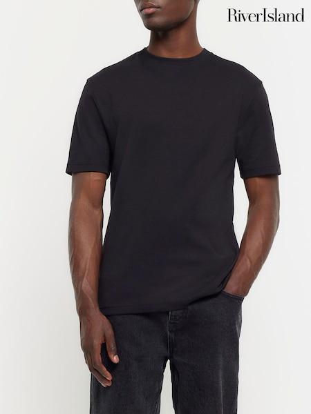 River Island Black Slim Fit 100% Cotton T-Shirt (B76819) | $26
