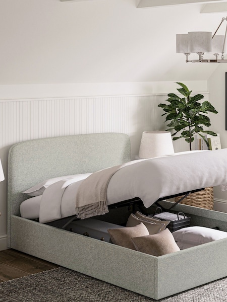 Grey Light Tweedy Plain Matson Upholstered Ottoman Storage Bed Frame (B76921) | €725 - €825