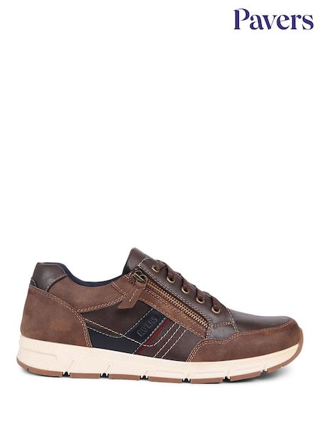 Pavers Leather Accent Lace Up Brown Trainers (B76976) | €63