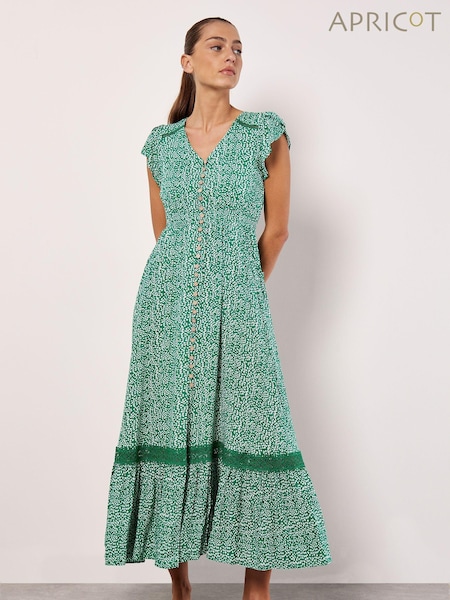 Apricot Green Dot Print Maxi Dress (B77042) | €62