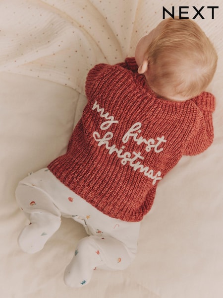 rdeča - My First Christmas Knitted 100% Cotton Cardigan (B77145) | € 15