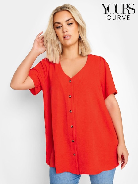 Yours Curve Red Button Front Blouse (B77178) | €31