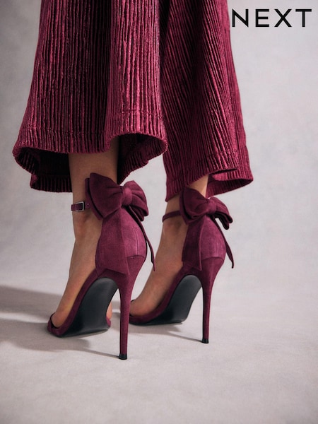 Burgundy Red Tabitha Simmons Lauren Leather Bow Back Sandals (B77207) | 287 QAR