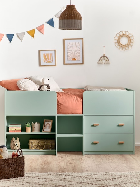Sage Green Kids Alix Storage Cabin Bed Frame (B77216) | €750