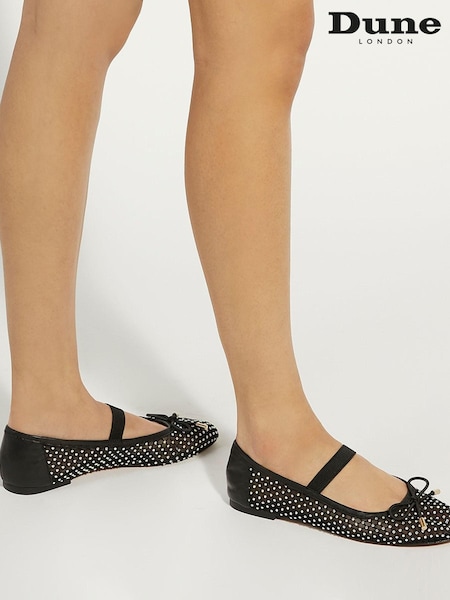 Dune London Black Happeningg Embellished Ballerina Flats (B77270) | €49