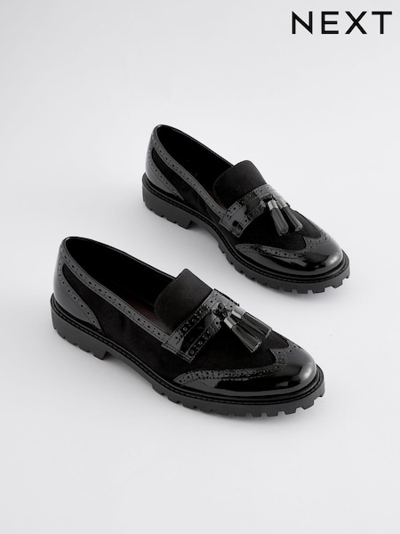 Čierny mix - Forever Comfort® Tassel Detail Cleated Chunky Loafer Shoes (B77271) | €42