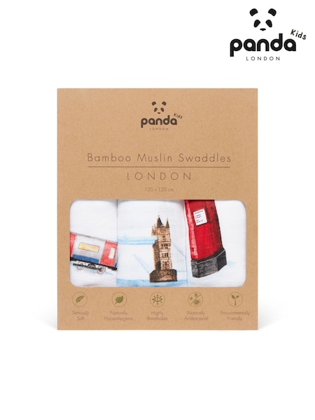 Panda London 3 Pack White 100% Bamboo Viscose Muslins 3 Pack (B77343) | €54