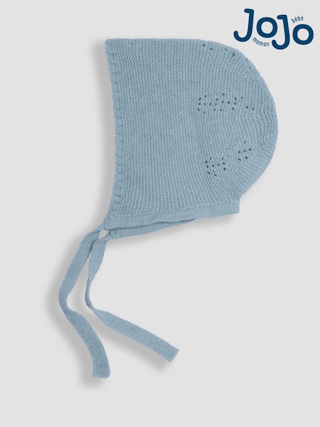 JoJo Maman Bébé Baby Blue Knitted Baby Bonnet (B77374) | €20