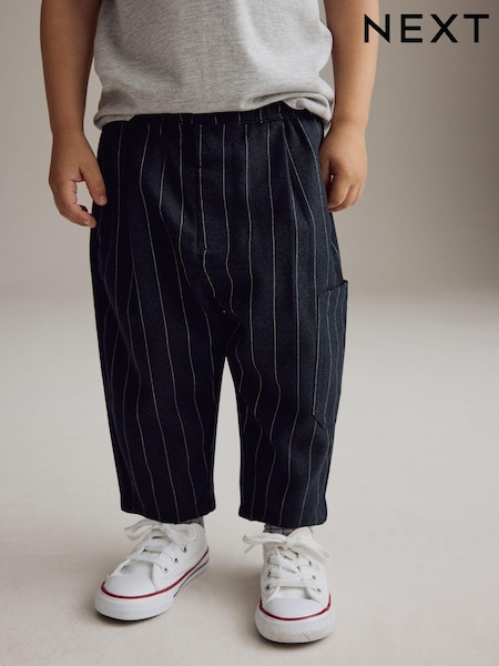 Navy/White Cosy Pull On Smart Trousers (3mths-7yrs) (B77473) | €14 - €16