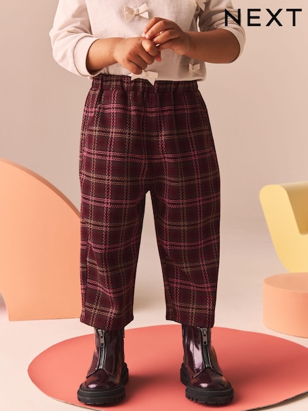 Berry Red Check Wide Leg Trousers (3mths-7yrs) (B77554) | AED49 - AED56