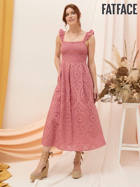 FatFace Kadiri Pink Shirred Midi Dress (B77559) | €36