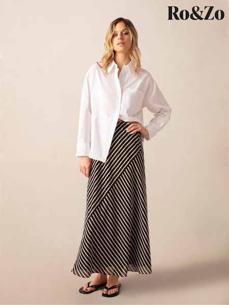 Ro&Zo Black Stripe Seam Detail Maxi Skirt (B77597) | €56