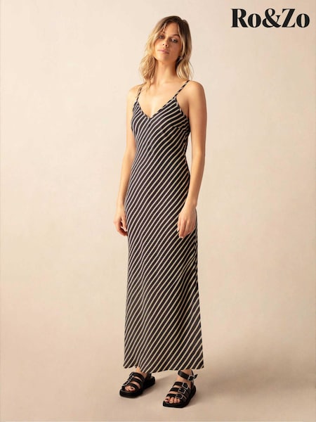 Ro&Zo Black Stripe Slip Maxi Dress (B77675) | €56