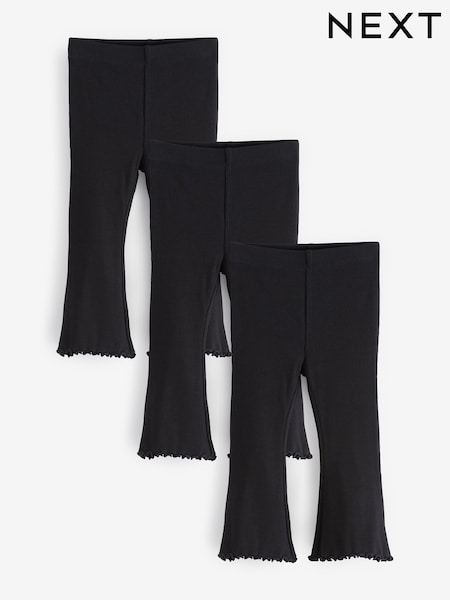 Black Ribbed Flare Leggings 3 Pack (3mths-7yrs) (B77694) | AED46 - AED60