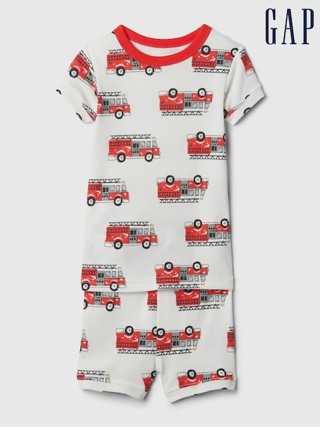 Gap White Graphic Short Sleeve Pyjama Set (12mths-5yrs) (B77728) | €13.50