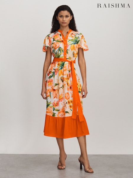 Raishma Silk Floaty Sleeve Midi Dress (B77828) | €622