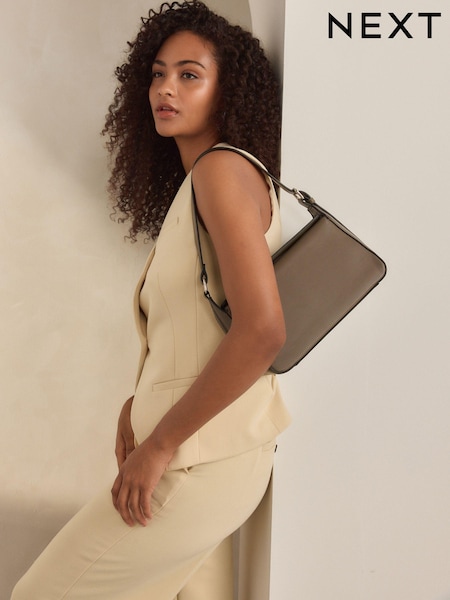 Khaki Green Structured Shoulder Bag (B77914) | €15