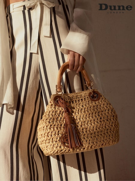 Dune London Natural Deltaz Wooden Handle Raffia Grab Bag (B78064) | €131