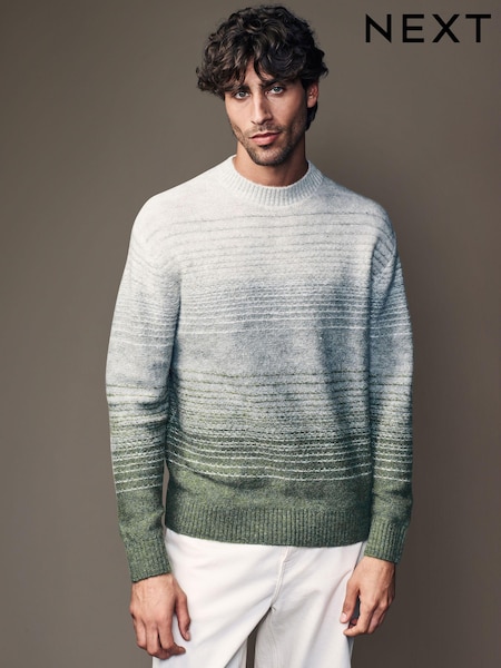Green Regular Fit Ombré Crew Jumper with Wool (B78087) | AED87