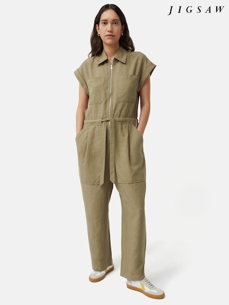 Jigsaw Linen Zip Front Jumpsuit (B78108) | €114