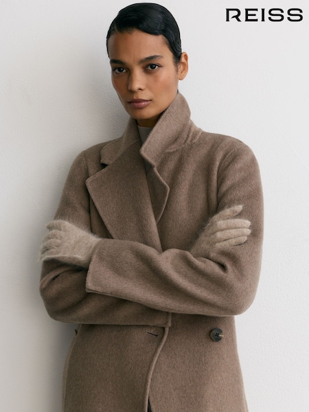 Neutral - Reiss Millie Brushed Cashmere Gloves