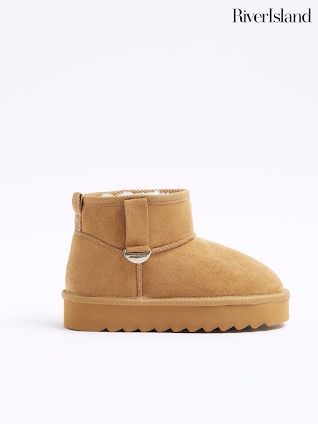 River Island Brown Girls Faux Fur Lined Boots (B78202) | €40