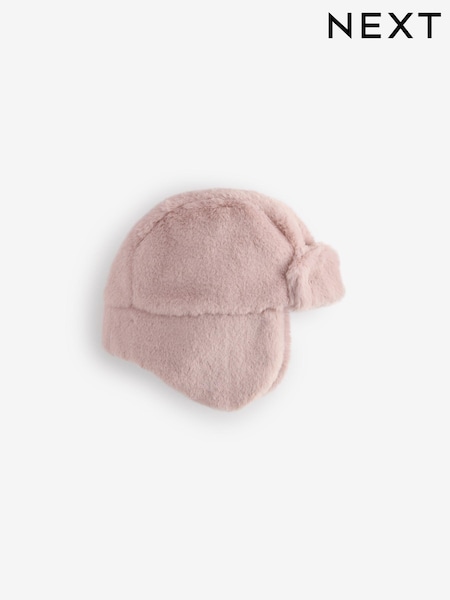 Pink Faux Fur Baby Trapper Hat (0mths-2yrs) (B78229) | €5