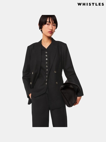 Whistles Black Linen Blend Lindsey Blazer (B78262) | €89