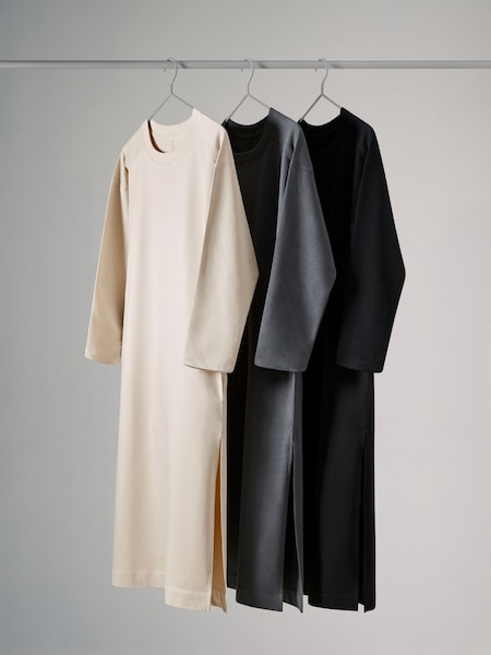 The Set Black/Stone/Slate Grey 3 Pack Heavyweight Longline 100% Cotton T-Shirt Dresses (B78283) | €48