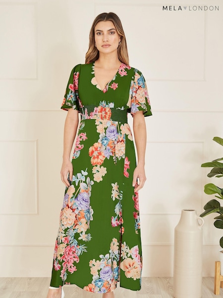 Mela Floral Ruched Waist Mavi Dress With Split Hemline (B78314) | €23