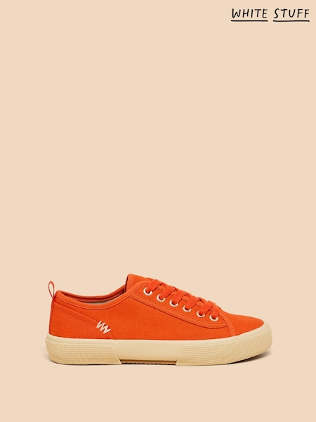 White Stuff Orange Pippa Canvas Lace-Up Trainers (B78354) | AED81