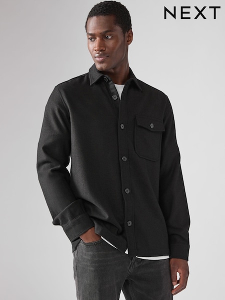 Black Single Pocket Shacket With Wool (B78391) | €27