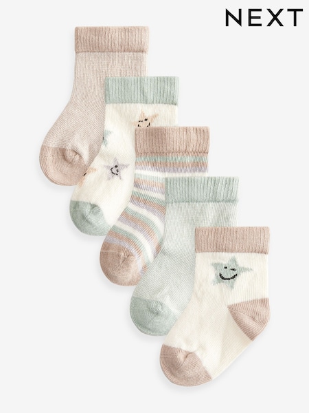 Grün/Ecru - Baby Socks 5 Pack (0mths-2yrs) (B78614) | 9 €