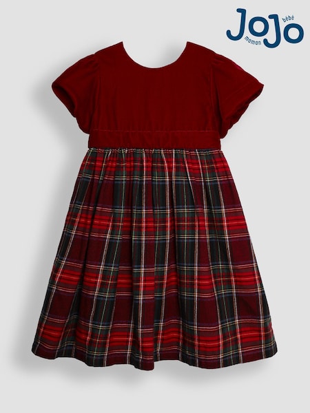 JoJo Maman Bébé Check & Velvet Party Dress (B78667) | 67 € - 73 €