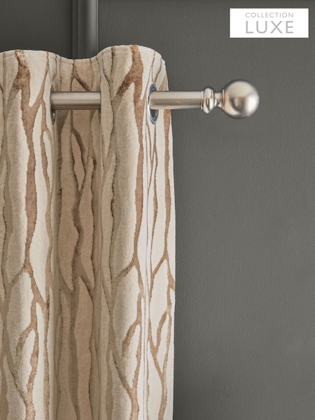 Champagne Gold Collection Luxe Heavyweight Velvet Abstract Zebra Print Eyelet Lined Curtains (B78675) | $288 - $577