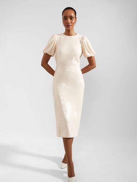 Hobbs Cream Tamzin Sequin Dress (B78689) | 492 QAR